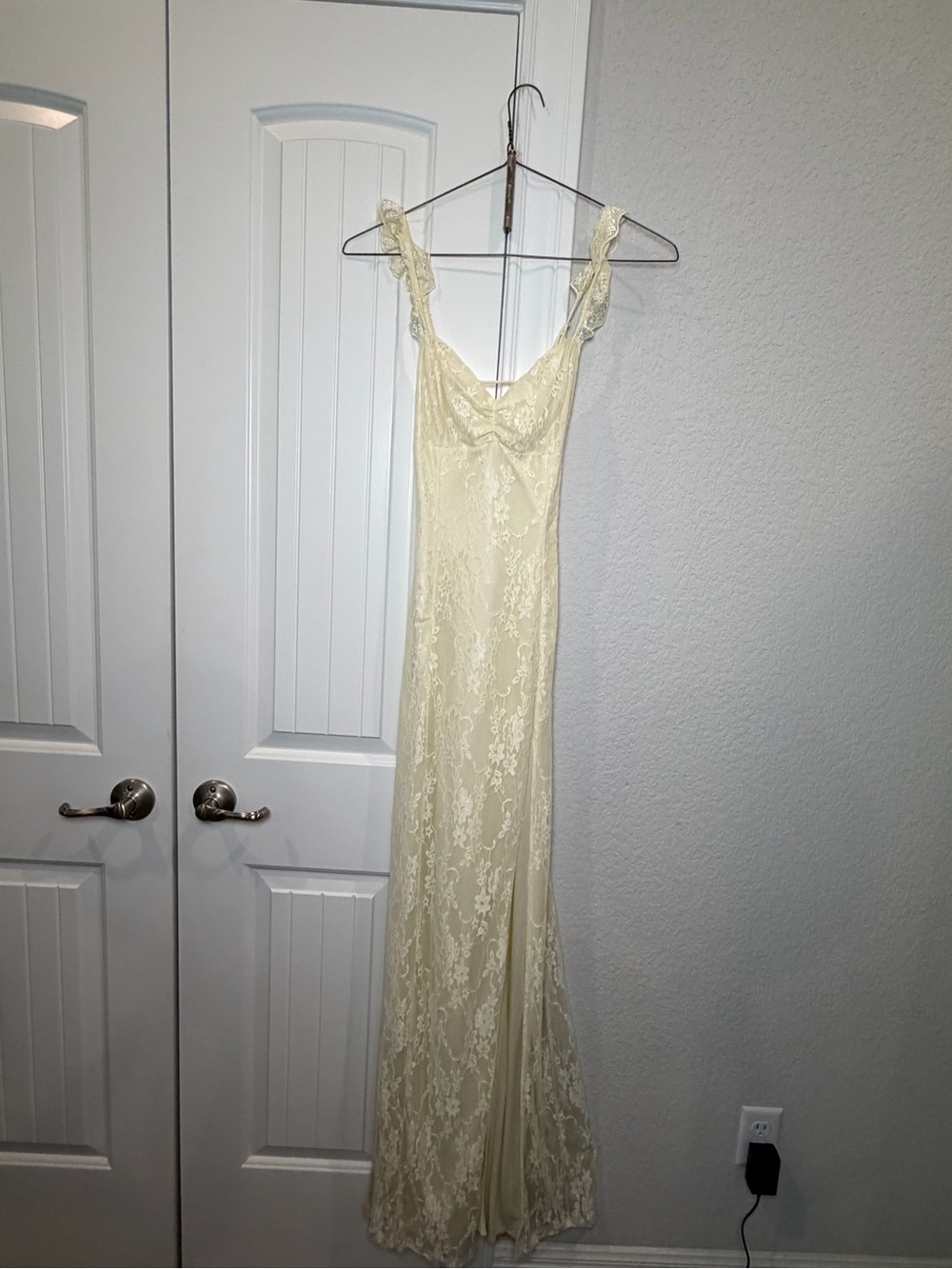 Lucy in the Sky Lace Slip Maxi Dress in Cream